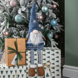 Samuel Alexander 48cm Tall Christmas Gnome Gonk Nordic Decoration Blue Body Hat Bell Dangly Legs - thumbnail 2