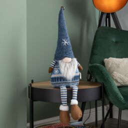 Samuel Alexander 48cm Tall Christmas Gnome Gonk Nordic Decoration Blue Body Hat Bell Dangly Legs - thumbnail 1