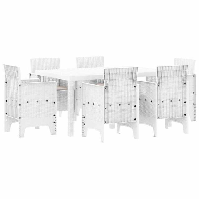 Berkfield Home 7 Piece Garden Dining Set with Cushions White Poly Rattan - image 1