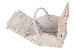 Red Hamper Wicker Small White Elegant Picnic Basket - thumbnail 4
