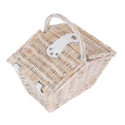 Red Hamper Wicker Small White Elegant Picnic Basket - thumbnail 3