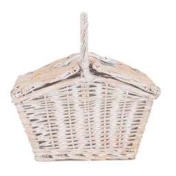 Red Hamper Wicker Small White Elegant Picnic Basket - thumbnail 2