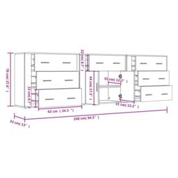 Berkfield Home Sideboards 3 pcs Smoked Oak Engineered Wood in Brown - thumbnail 9