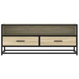 Berkfield Home TV Cabinet Sonoma Oak 100x34.5x40 cm Engineered Wood & Metal in Light Oak - thumbnail 4
