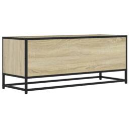 Berkfield Home TV Cabinet Sonoma Oak 100x34.5x40 cm Engineered Wood & Metal in Light Oak - thumbnail 6