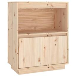 Berkfield Home Sideboard 60x34x75 cm Solid Wood Pine in Light Beige - Size: 60 x 34 x 75 cm - thumbnail 1