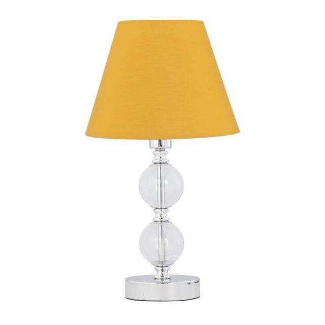 First Choice Lighting Chrome Two Ball Table Lamp with Ochre Yellow Shade in Silver - image 1