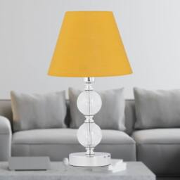 First Choice Lighting Chrome Two Ball Table Lamp with Ochre Yellow Shade in Silver - thumbnail 2