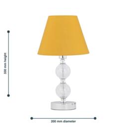 First Choice Lighting Chrome Two Ball Table Lamp with Ochre Yellow Shade in Silver - thumbnail 4