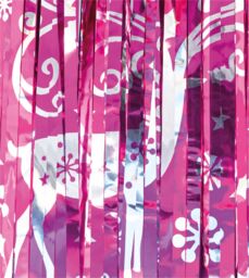 Netagon Shimmer Tinsel Curtain Reindeer Christmas Tree Design 2M x 1M Pink - thumbnail 8