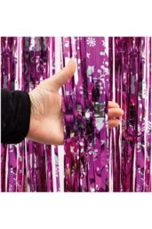 Netagon Shimmer Tinsel Curtain Reindeer Christmas Tree Design 2M x 1M Pink - thumbnail 5