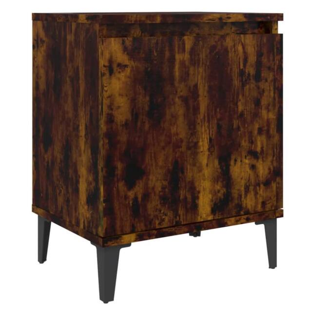Berkfield Home Bed Cabinet with Metal Legs Smoked Oak 40x30x50 cm in Brown - Size: 40 x 30 x 50 cm - image 1