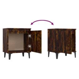 Berkfield Home Bed Cabinet with Metal Legs Smoked Oak 40x30x50 cm in Brown - Size: 40 x 30 x 50 cm - thumbnail 5