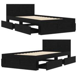 Berkfield Home Bed Frame with Headboard Black Oak 80 x 200 cm Engineered Wood - thumbnail 8
