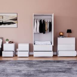 HD Designs Vida Designs Glinton 4 Piece Bedroom Set (2 Drawer Bedside Chest x2 in White - thumbnail 3