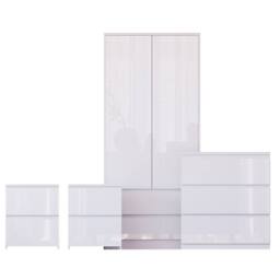 HD Designs Vida Designs Glinton 4 Piece Bedroom Set (2 Drawer Bedside Chest x2 in White - thumbnail 2