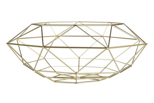 Orsina Geometric Green Finish Fruit Basket, Functional Design Unique Fruit Basket, Contemporary Fruit Basket in Gold - image 1
