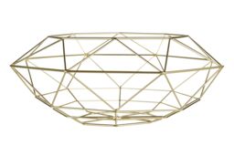 Orsina Geometric Green Finish Fruit Basket, Functional Design Unique Fruit Basket, Contemporary Fruit Basket in Gold