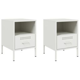 Berkfield Home Bedside Cabinets 2 pcs White 36x39x50.5 cm Steel - thumbnail 2