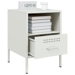 Berkfield Home Bedside Cabinets 2 pcs White 36x39x50.5 cm Steel - thumbnail 4