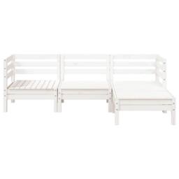Berkfield Home Garden Sofa 3-Seater with Footstool White Solid Wood Pine - thumbnail 4