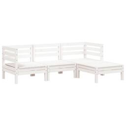 Berkfield Home Garden Sofa 3-Seater with Footstool White Solid Wood Pine - thumbnail 3