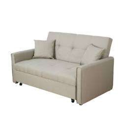 Home Source Linen Upholstered Two Seater Pull-Out Double Sofa Bed 153 cm in Light Beige - thumbnail 9