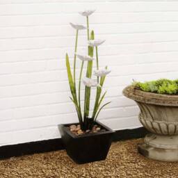 Primrose Narcissi Garden Flower Steel Water Feature with Lights Garden 100cm in Light Grey - thumbnail 2