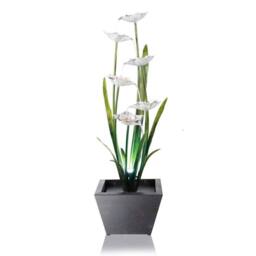 Primrose Narcissi Garden Flower Steel Water Feature with Lights Garden 100cm in Light Grey