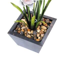 Primrose Narcissi Garden Flower Steel Water Feature with Lights Garden 100cm in Light Grey - thumbnail 3