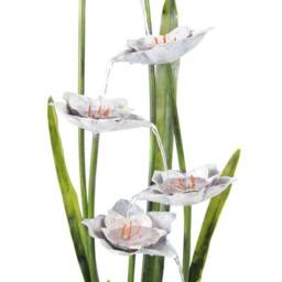 Primrose Narcissi Garden Flower Steel Water Feature with Lights Garden 100cm in Light Grey - thumbnail 4