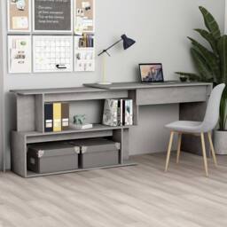 Berkfield Home Modern Corner Desk Concrete Grey 200x50x76 cm Engineered Wood - Size: 200 x 50 x 76 cm - thumbnail 2