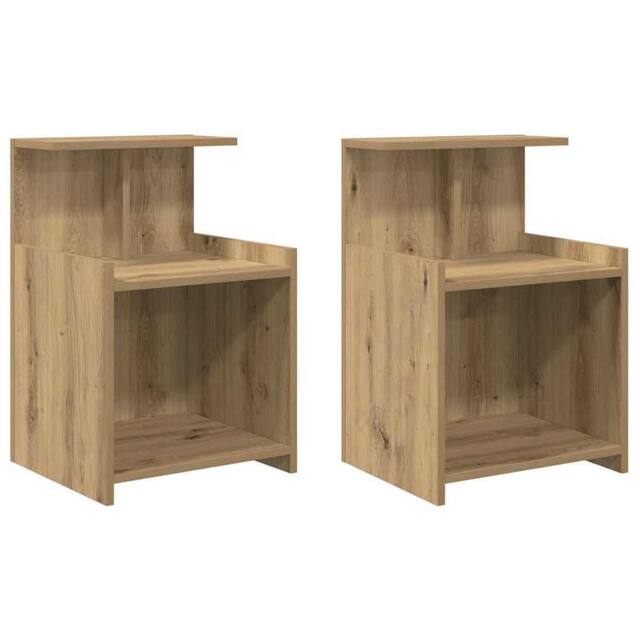 Berkfield Home Bed Cabinets - 2 pcs Artisan Oak, 40 x 35 x 60 cm, Made of Wood in Brown - Size: 40 x 35 x 60 cm - image 1