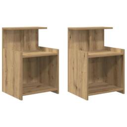 Berkfield Home Bed Cabinets - 2 pcs Artisan Oak, 40 x 35 x 60 cm, Made of Wood in Brown - Size: 40 x 35 x 60 cm - thumbnail 1