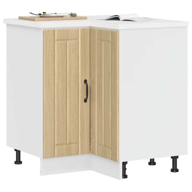 Berkfield Home Kitchen Corner Base Cabinet Lucca Sonoma Oak Engineered Wood in Brown - image 1