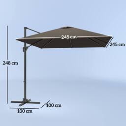 OUTSUNNY Square Cantilever Roma Parasol 360 Degree Rotation Hand Crank, Tan - thumbnail 3