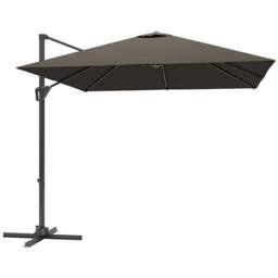 OUTSUNNY Square Cantilever Roma Parasol 360 Degree Rotation Hand Crank, Tan - thumbnail 2