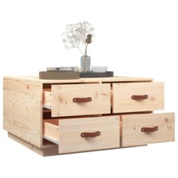 Berkfield Home Coffee Table 80x80x45 cm Solid Wood Pine in Brown - Size: 80 x 80 x 45 cm - thumbnail 5