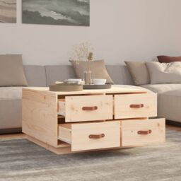 Berkfield Home Coffee Table 80x80x45 cm Solid Wood Pine in Brown - Size: 80 x 80 x 45 cm - thumbnail 4