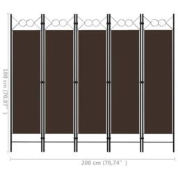 Berkfield Home 5-Panel Room Divider Brown 200x180 cm - thumbnail 6