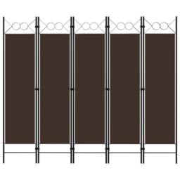 Berkfield Home 5-Panel Room Divider Brown 200x180 cm - thumbnail 2