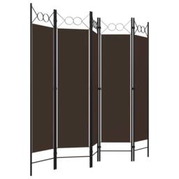 Berkfield Home 5-Panel Room Divider Brown 200x180 cm - thumbnail 3