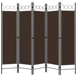 Berkfield Home 5-Panel Room Divider Brown 200x180 cm - thumbnail 1