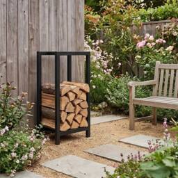 Levede Firewood Rack Steel Fireplace Log Holder Compact Wood Storage, Black - thumbnail 3