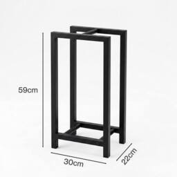 Levede Firewood Rack Steel Fireplace Log Holder Compact Wood Storage, Black - thumbnail 4