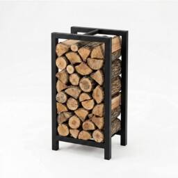 Levede Firewood Rack Steel Fireplace Log Holder Compact Wood Storage, Black - thumbnail 2