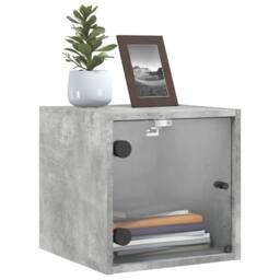 Berkfield Home Elegant Bedside Cabinets with Glass Doors 2 pcs Concrete Grey 35x - thumbnail 4