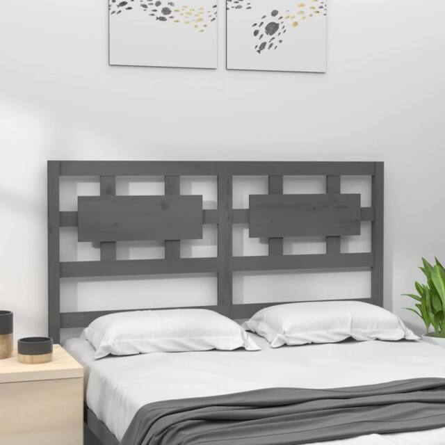 Berkfield Home Beautiful Bed Headboard Grey 205.5x4x100 cm Solid Wood Pine - image 1