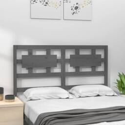 Berkfield Home Beautiful Bed Headboard Grey 205.5x4x100 cm Solid Wood Pine - thumbnail 1
