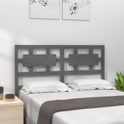 Berkfield Home Beautiful Bed Headboard Grey 205.5x4x100 cm Solid Wood Pine - thumbnail 2